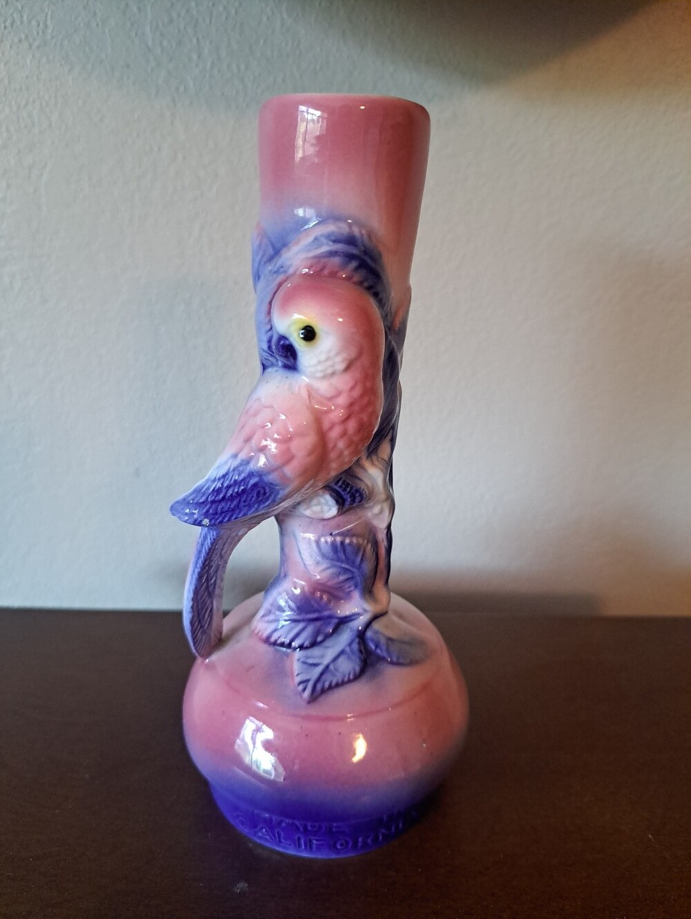 Vtg California Pottery Parakeet or Budgie Vase #330
